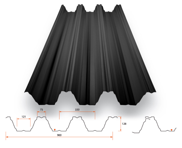 Självbärande takplåt TP 127Y – Stark högprofil för krävande byggnationer